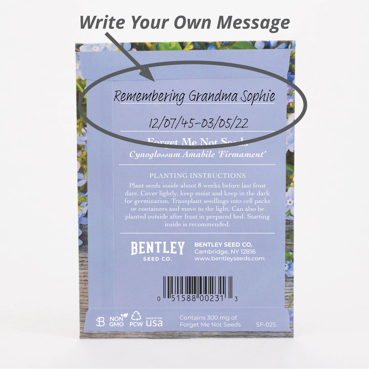 Bentley Seed Co. hands with soil showing easy forget-me-not planting