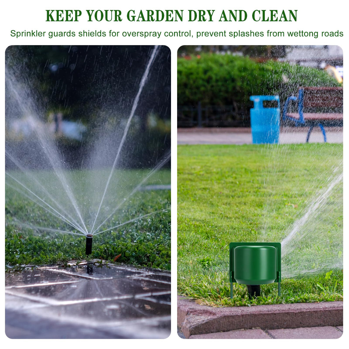 Benwanfee splash shield guards plants by redirecting spray.