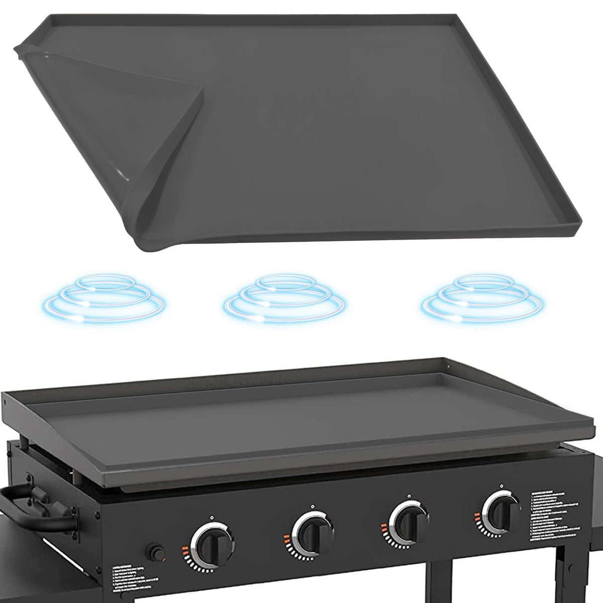 Beofinest silicone griddle mat fits 36-inch Blackstone securely, protecting the surface.