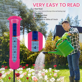 Beofinest rain gauge shows easy readability with blue rear strip.