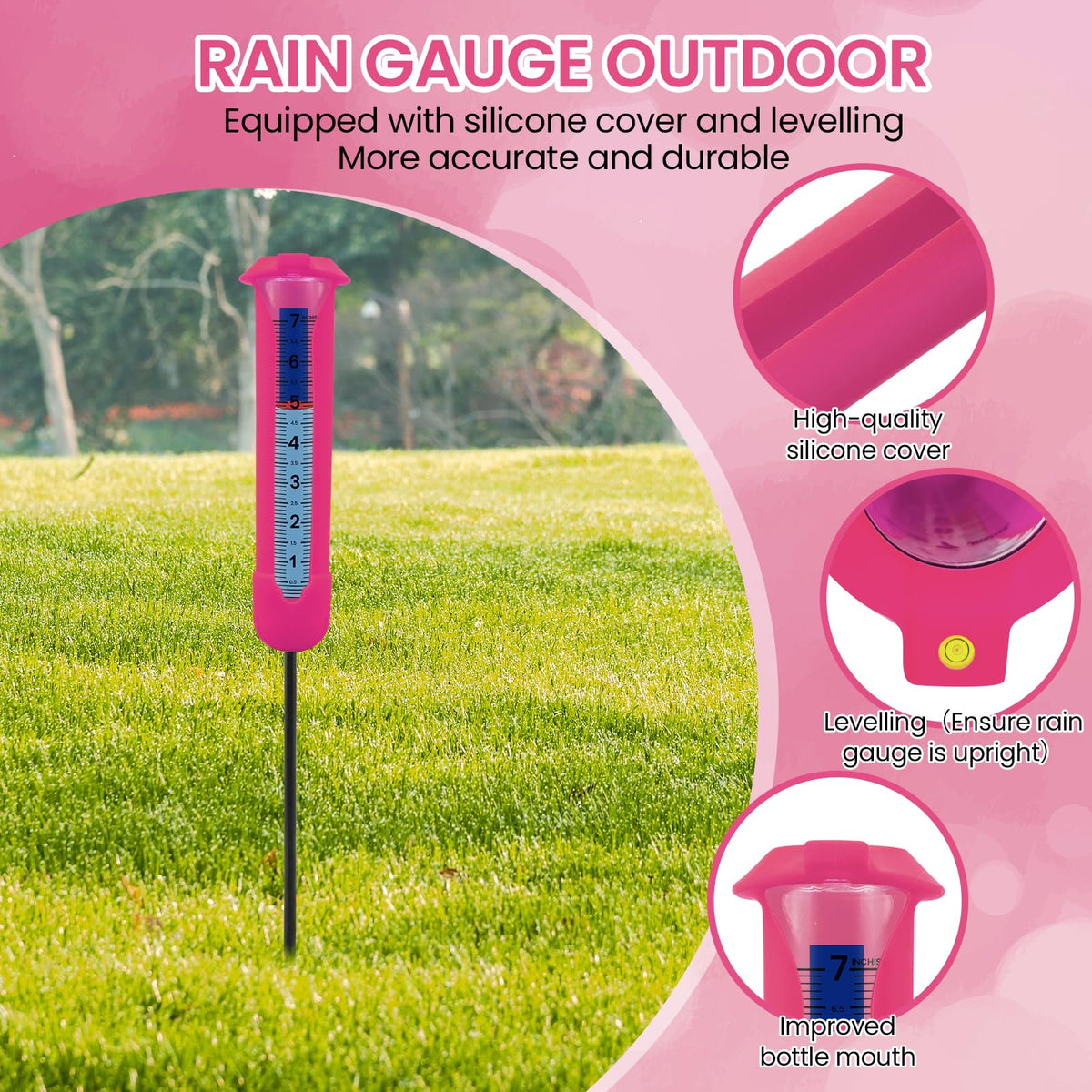 Beofinest rain gauge bubble level ensures precise vertical placement.
