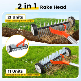 Beolisave dethatcher head with 21 stainless steel tines for deep yet safe thatching