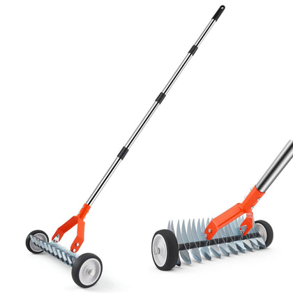 Beolisave thatch rake with wheels demonstrates effortless dethatching for a healthier lawn