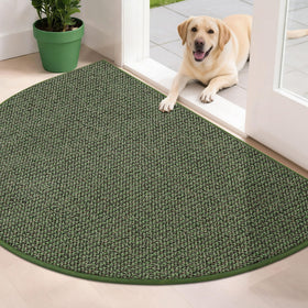 BEQHAUSE Dirt Trapper Door Mat half-circle 32x48 inches traps dirt at the entry.