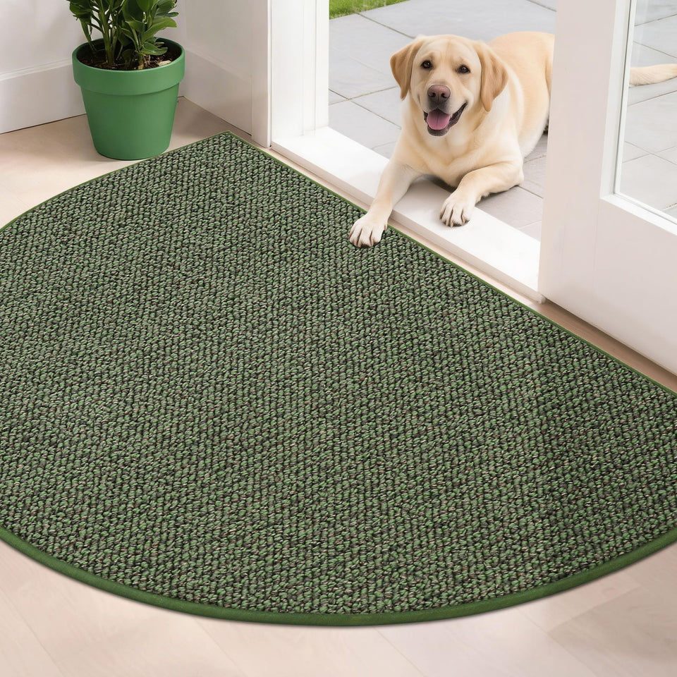BEQHAUSE Dirt Trapper Door Mat half-circle 32x48 inches traps dirt at the entry.