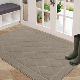 BEQHAUSE Dirt Trapper front door mat in beige with absorbent fibers for entry cleanliness.