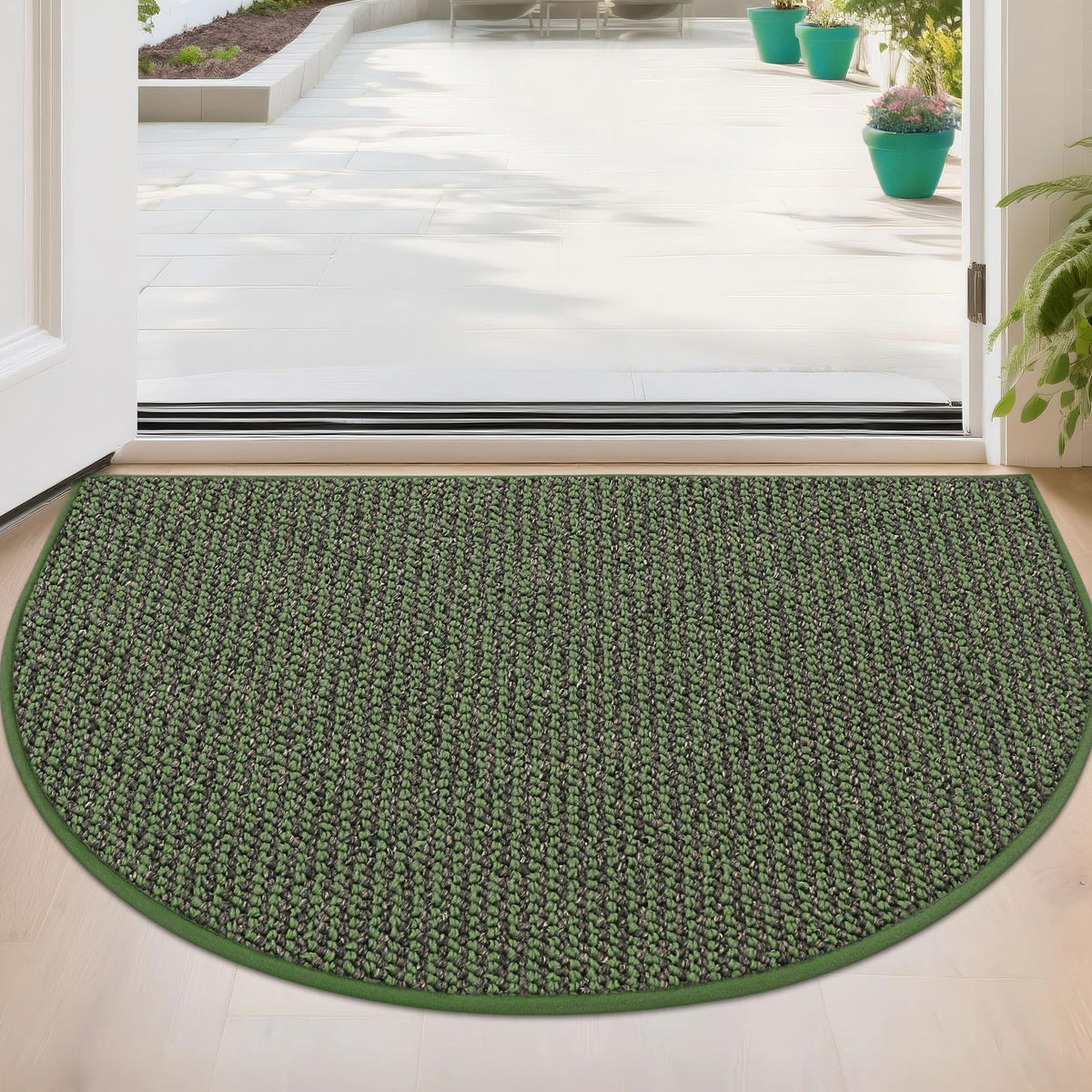 BEQHAUSE dirt trapper half-moon mat front door traps dirt and moisture