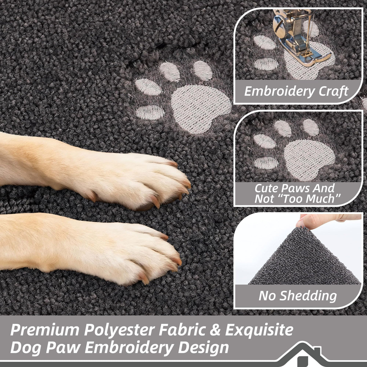BEQHAUSE dog door mat low-profile design fits under doors.