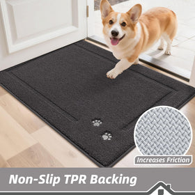 BEQHAUSE dog door mat non-slip backing keeps mat in place.