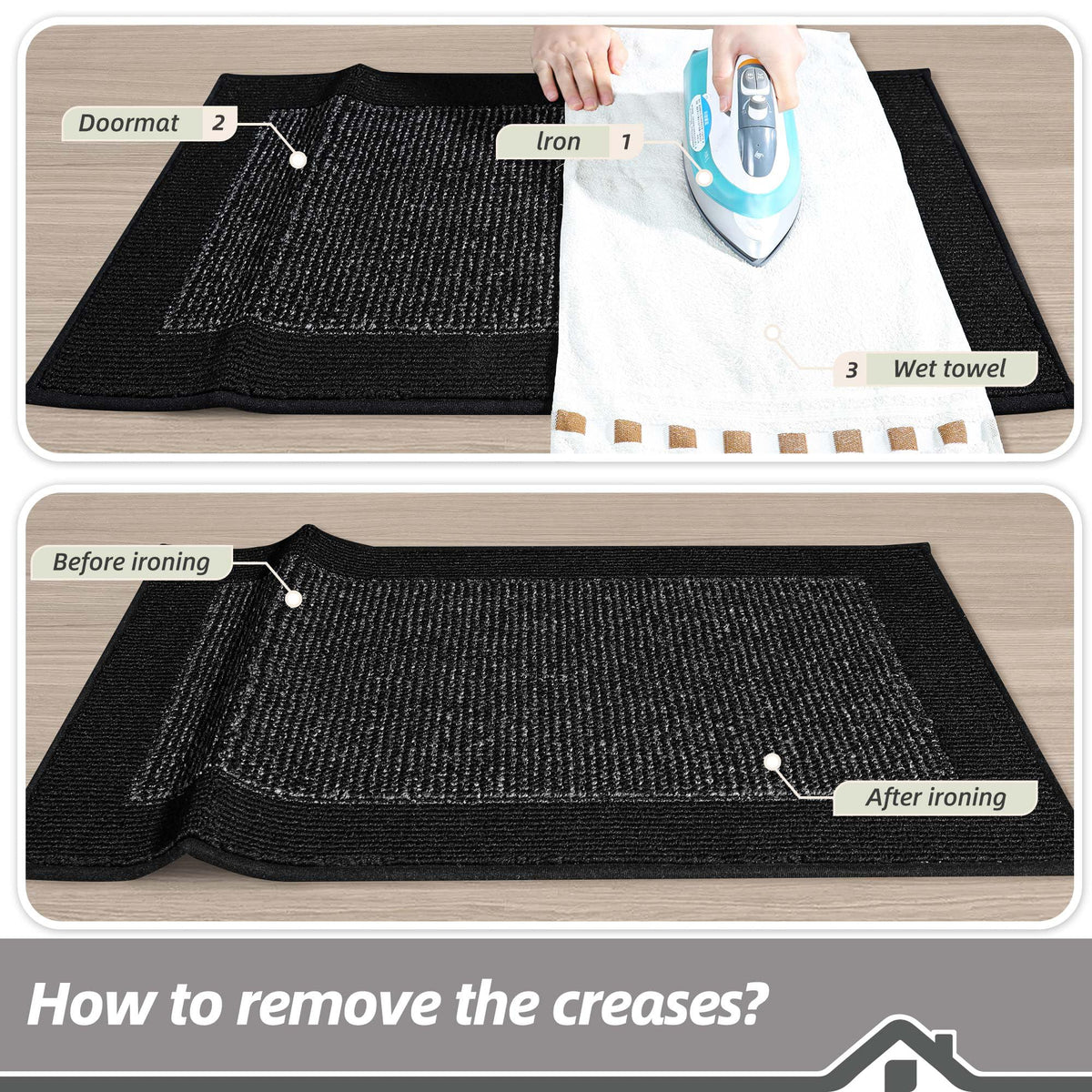 BEQHAUSE front door entryway mat suitable for indoor use and year-round protection.