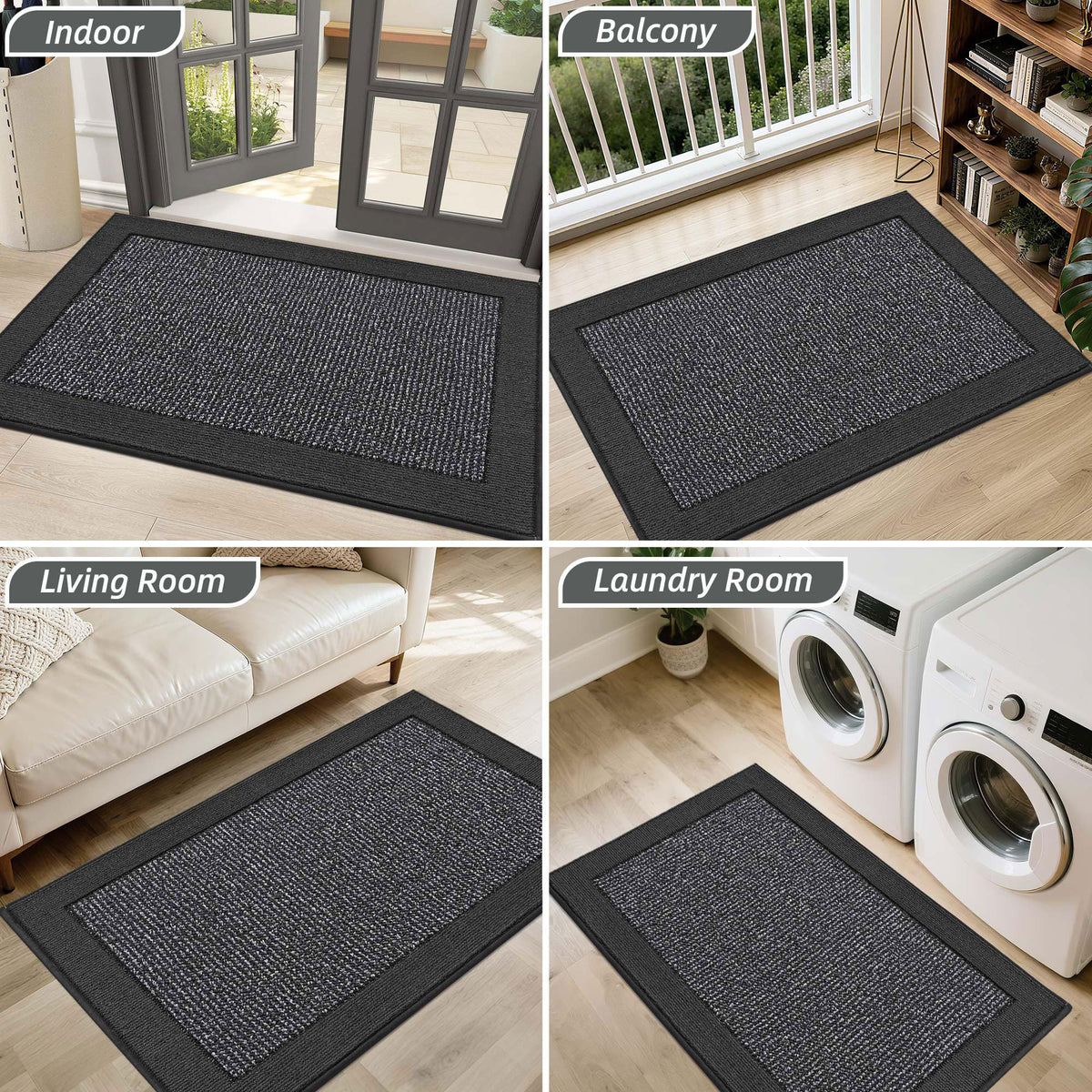 BEQHAUSE charcoal entrance mat blends with decor