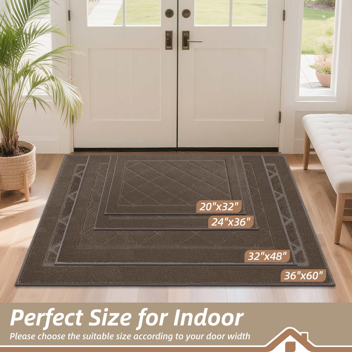 BEQHAUSE Dirt Trapper Door Mat 36x60 closeup yarns show dense pile for dirt scraping.