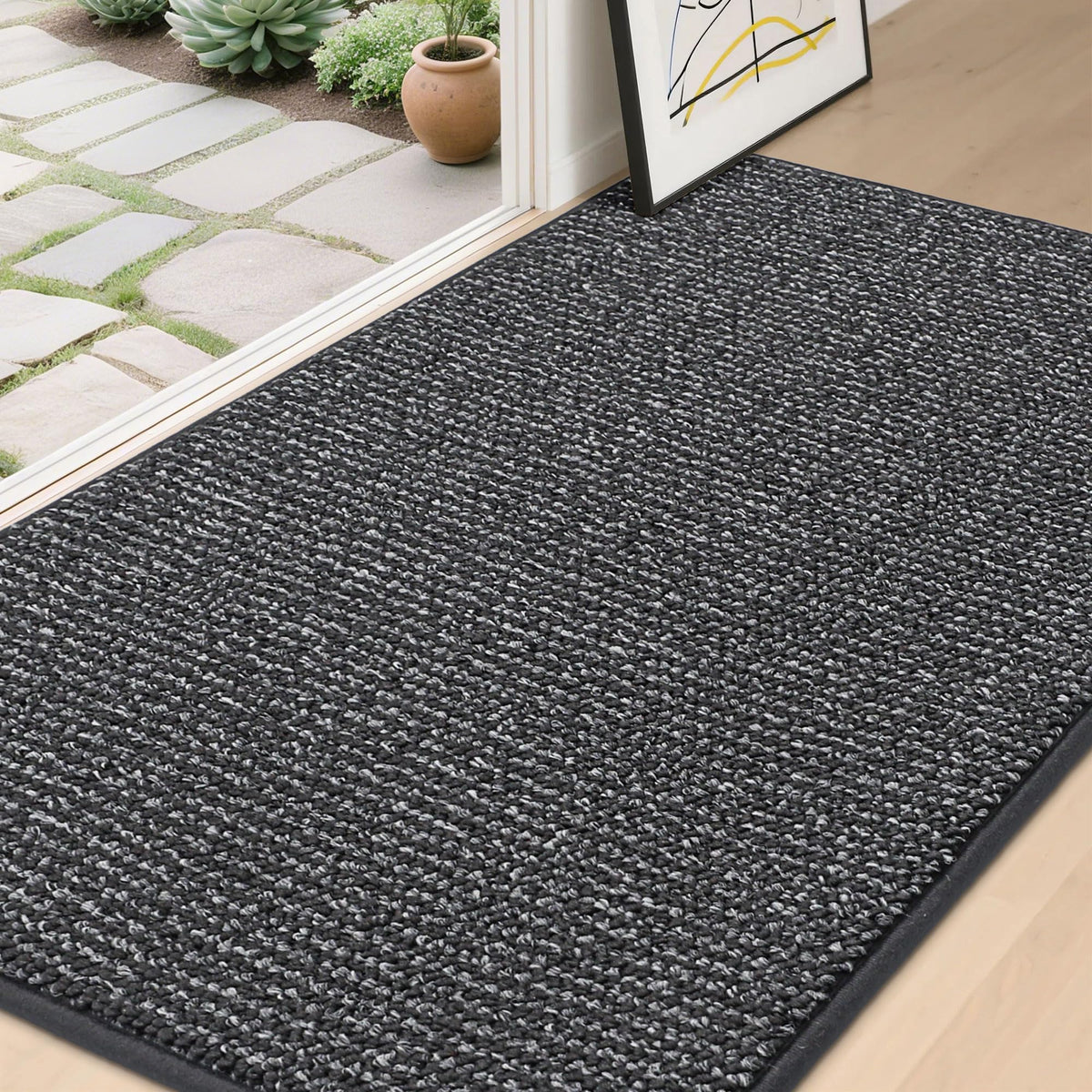 BEQHAUSE Dirt Trapper Door Mat front view with dense fibers trapping dirt