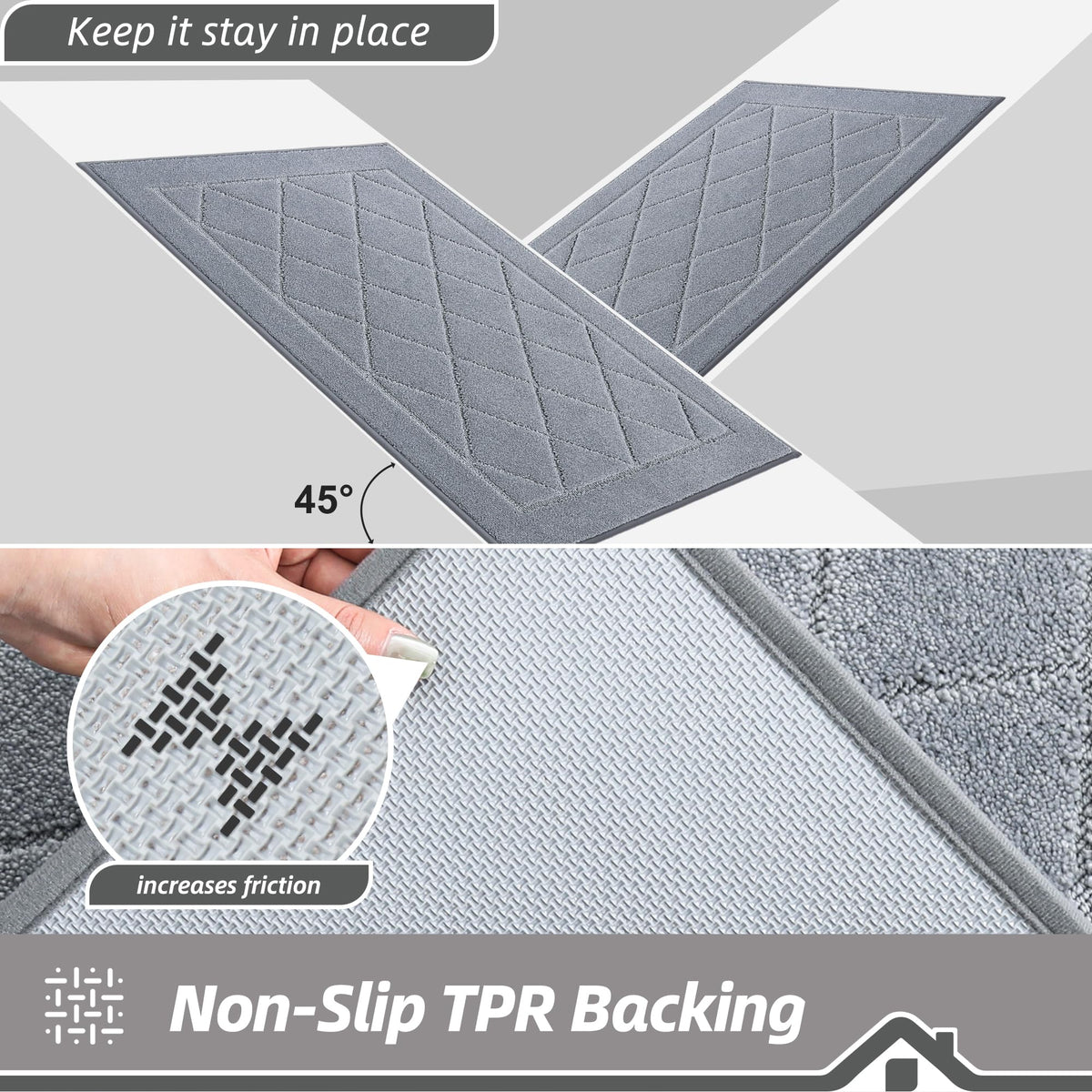 BEQHAUSE Dirt Trapper Door Mat Back Door washable surface cleans easily after muddy days.