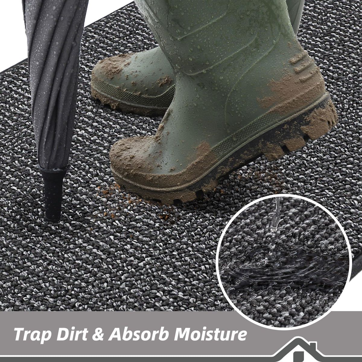 BEQHAUSE Dirt Trapper closeup fibers highlights dense, stain-resistant yarns for heavy foot traffic