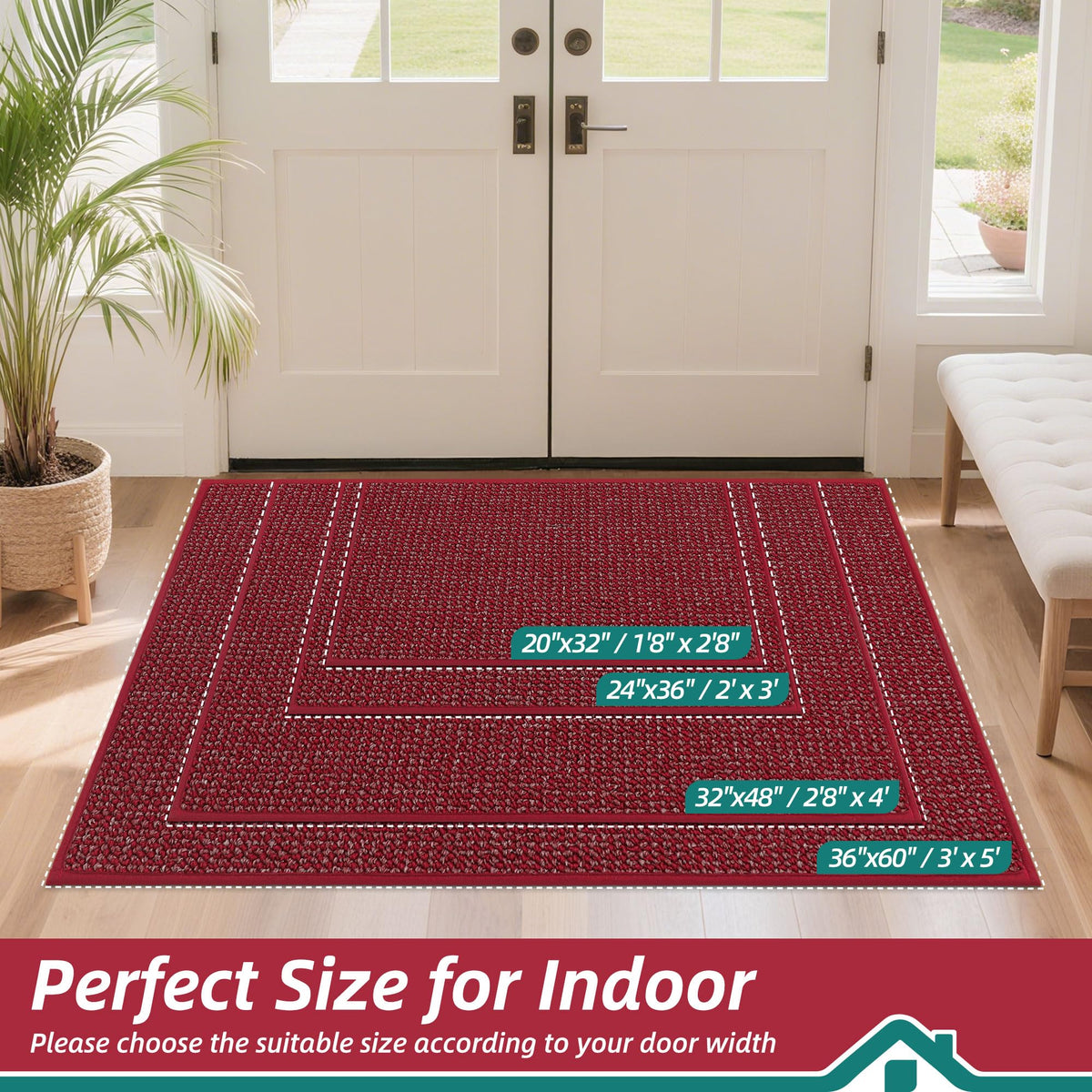 BEQHAUSE Dirt Trapper Door Mat dense yarn close-up highlights weave and absorbency.