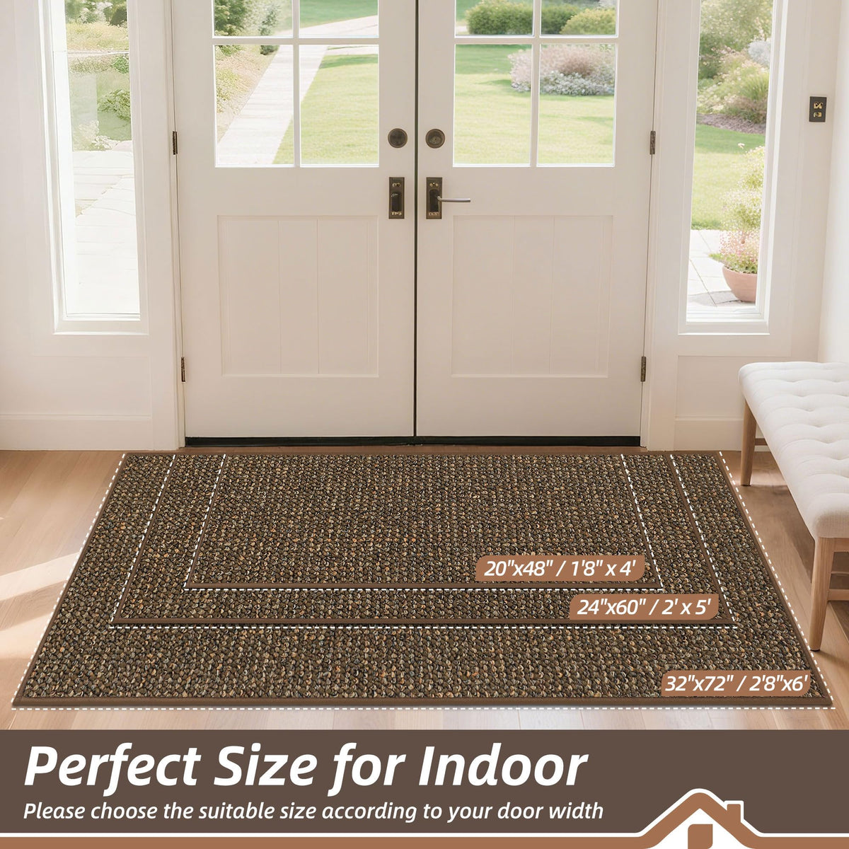 BEQHAUSE mat in entryway with low-profile design eases doorway clearance