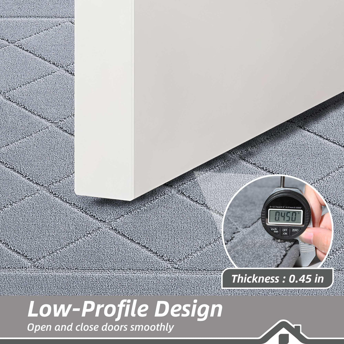 BEQHAUSE Dirt Trapper Door Mat Entryway low-profile design fits beneath doors smoothly.