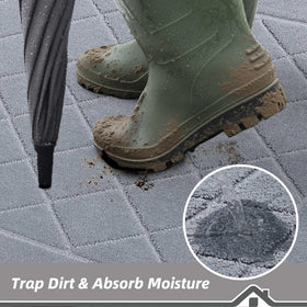 BEQHAUSE Dirt Trapper Door Mat Entryway non-slip backing keeps mat securely in place.