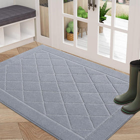 BEQHAUSE Dirt Trapper Door Mat Front Door absorbs moisture and traps dirt efficiently.
