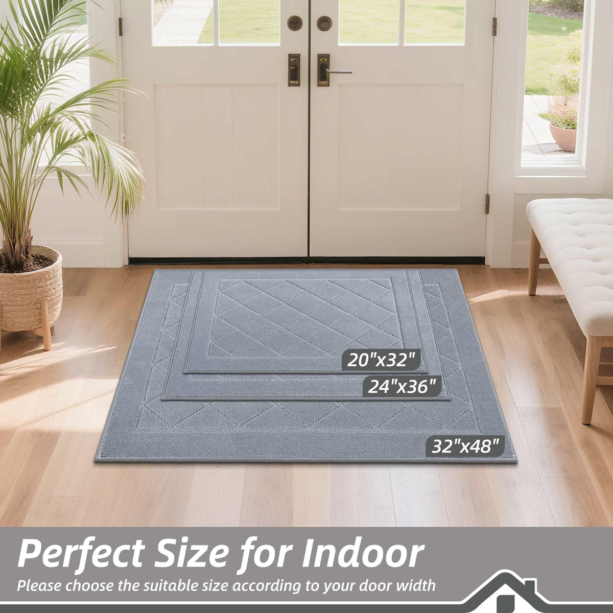 BEQHAUSE Dirt Trapper Door Mat Front Door stain-resistant surface keeps floors cleaner.
