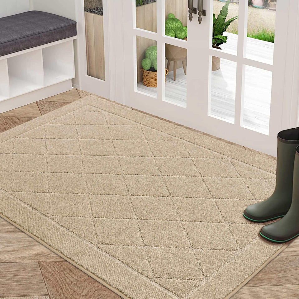 BEQHAUSE Dirt Trapper Door Mat front door captures dirt and moisture to keep floors dry