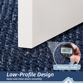 Low-profile BEQHAUSE Dirt Trapper mat fits under doors comfortably