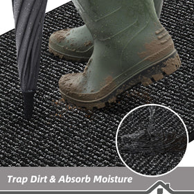 BEQHAUSE Dirt Trapper Door Mat back view shows non-slip backing for secure indoor placement