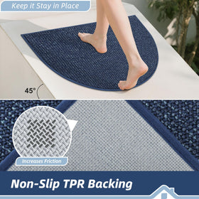 BEQHAUSE Dirt Trapper blue mat shown as washable indoor rug.