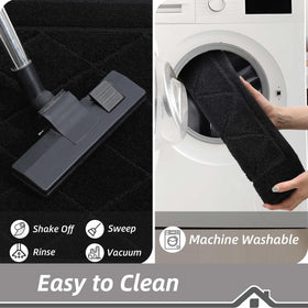 BEQHAUSE Dirt Trapper Door Mat, washing and maintenance imagery, easy to clean.
