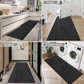 BEQHAUSE Dirt Trapper Door Mat handles rain, snow, and mud with moisture-absorbing fibers