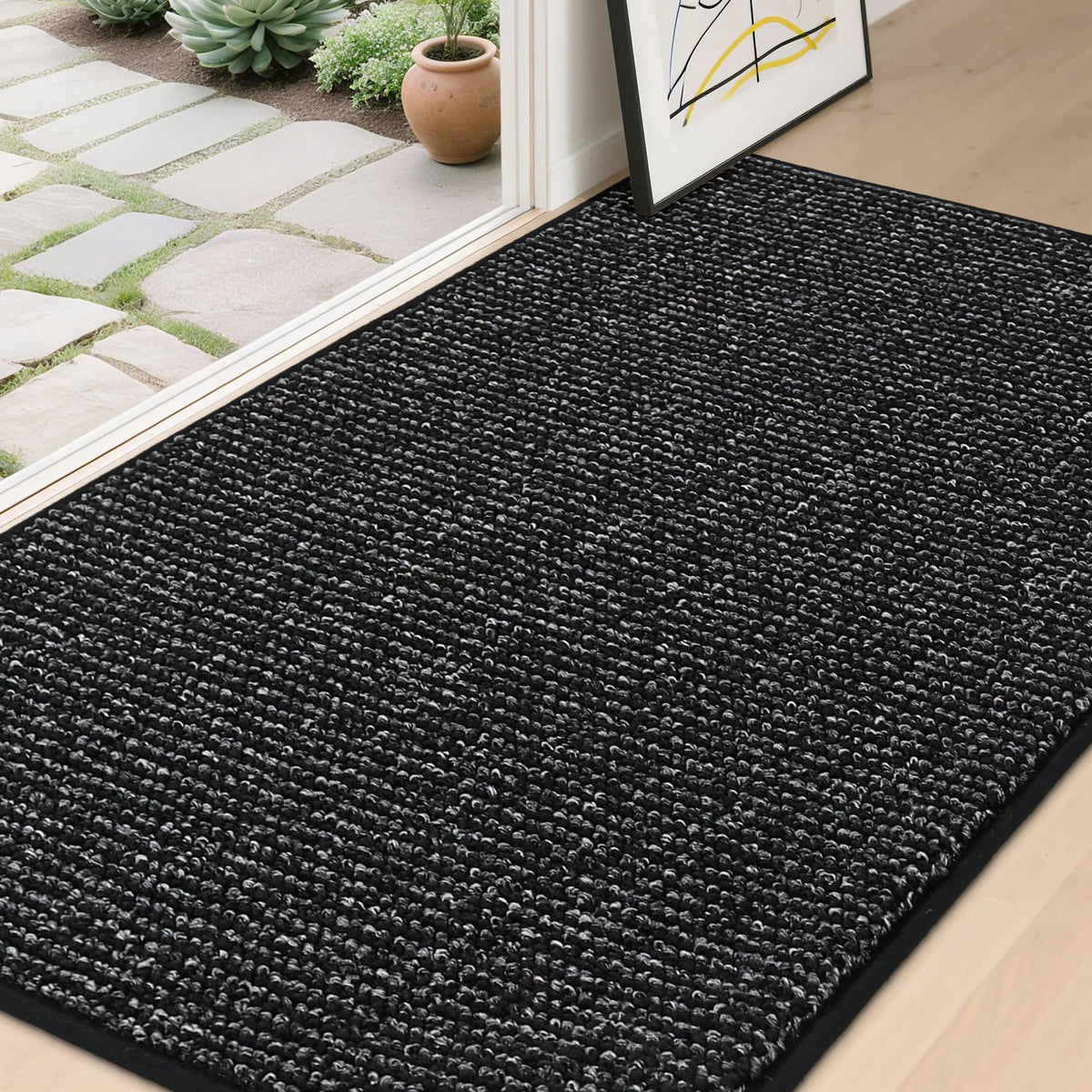 BEQHAUSE Dirt Trapper front door mat absorbs moisture to welcome guests