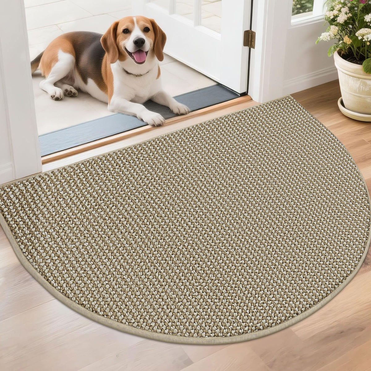 BEQHAUSE Dirt Trapper half-circle mat traps dirt at entryways, keeping floors cleaner