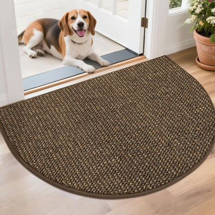 BEQHAUSE Dirt Trapper half-moon doormat at the front door traps dirt and moisture.