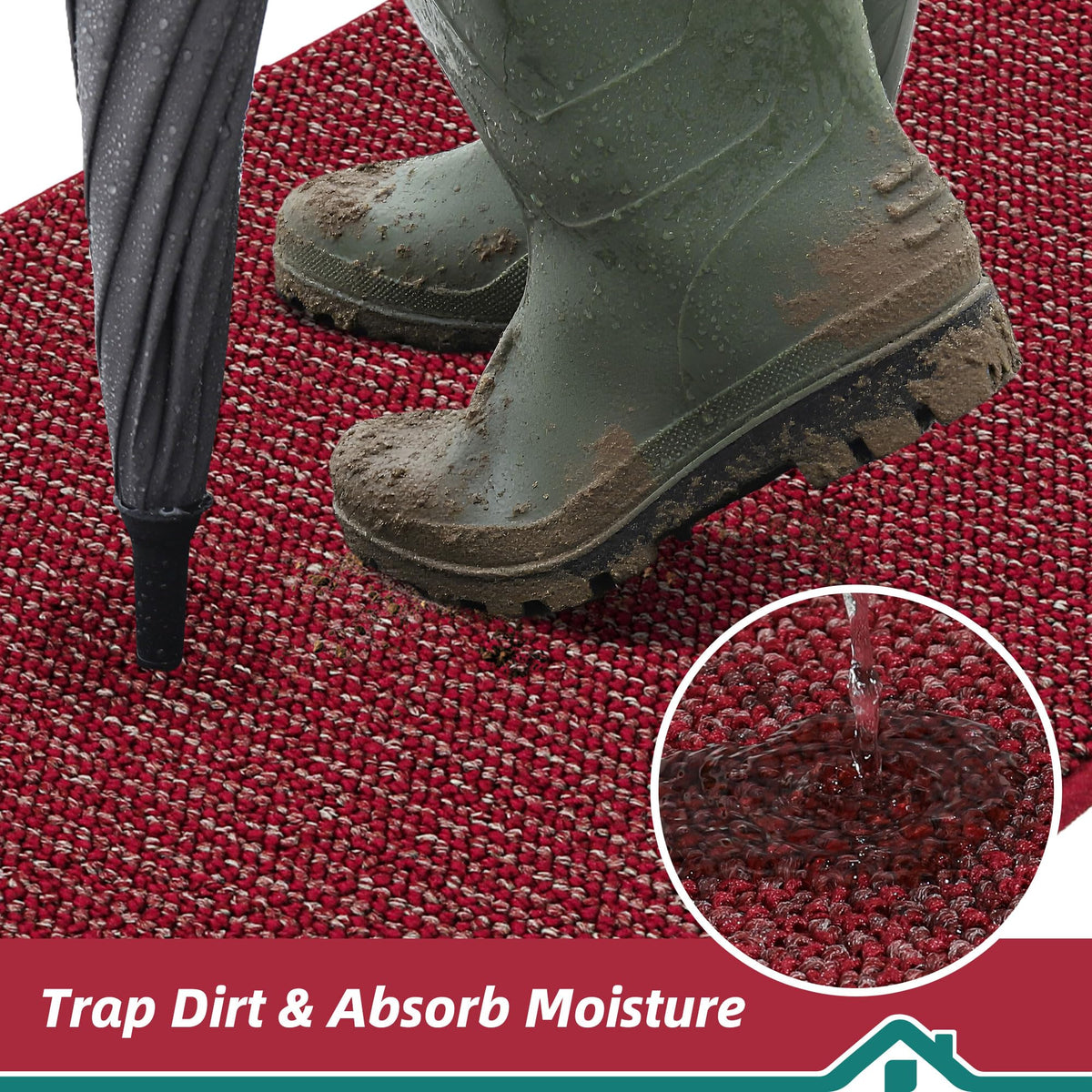 BEQHAUSE Dirt Trapper mat low-profile edge fits under doors neatly.