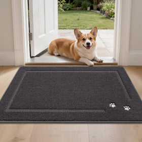 BEQHAUSE dog door mat shows dirt trapper absorbing moisture from muddy paws at the entrance.
