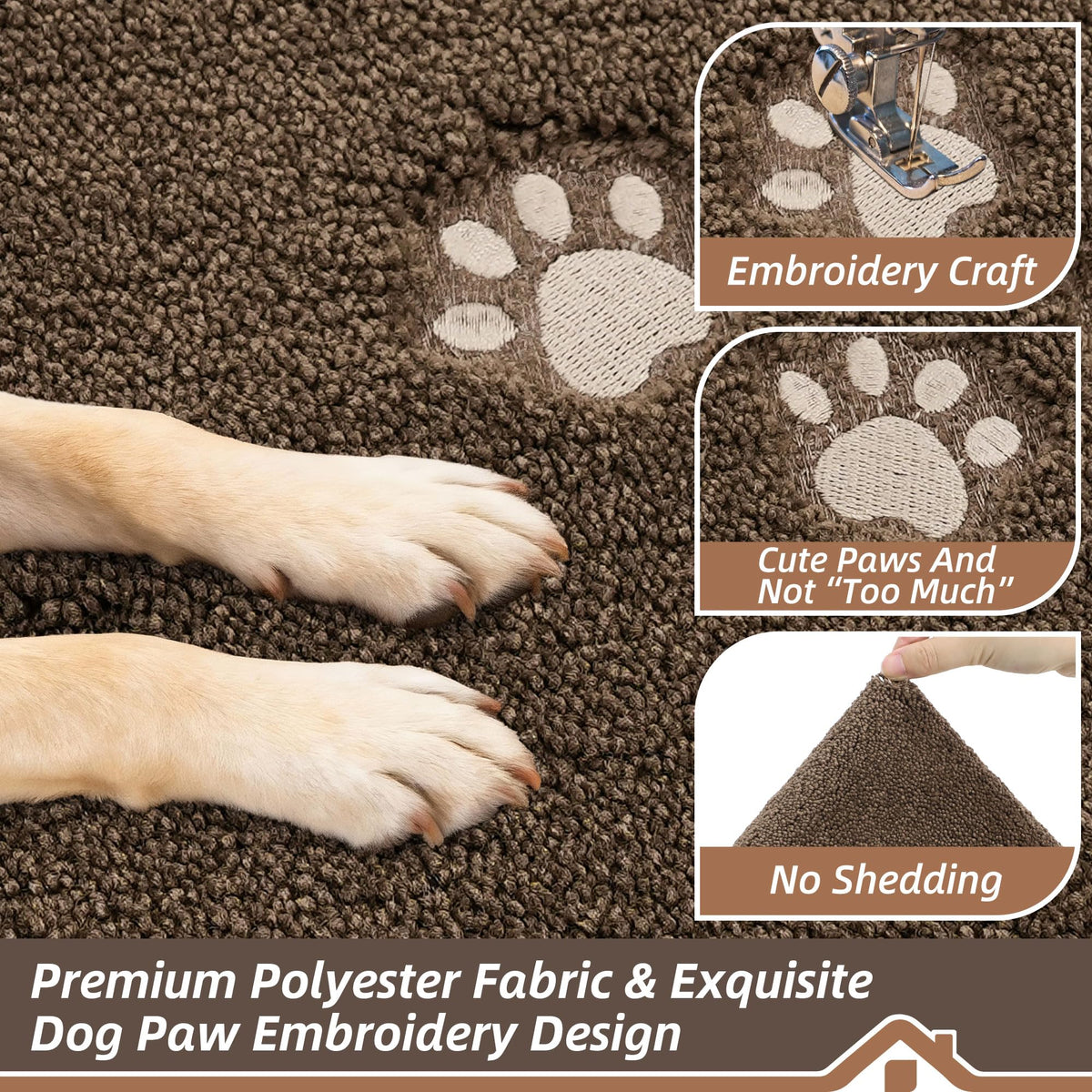 BEQHAUSE dog door mat low-profile design lies flat on floor