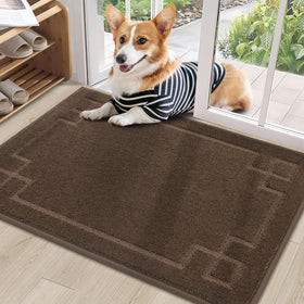 BEQHAUSE door mat 24x36 front view in brown traps dirt and moisture