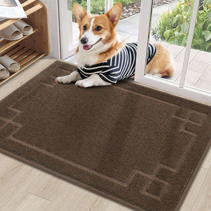 BEQHAUSE door mat 24x36 front view in brown traps dirt and moisture