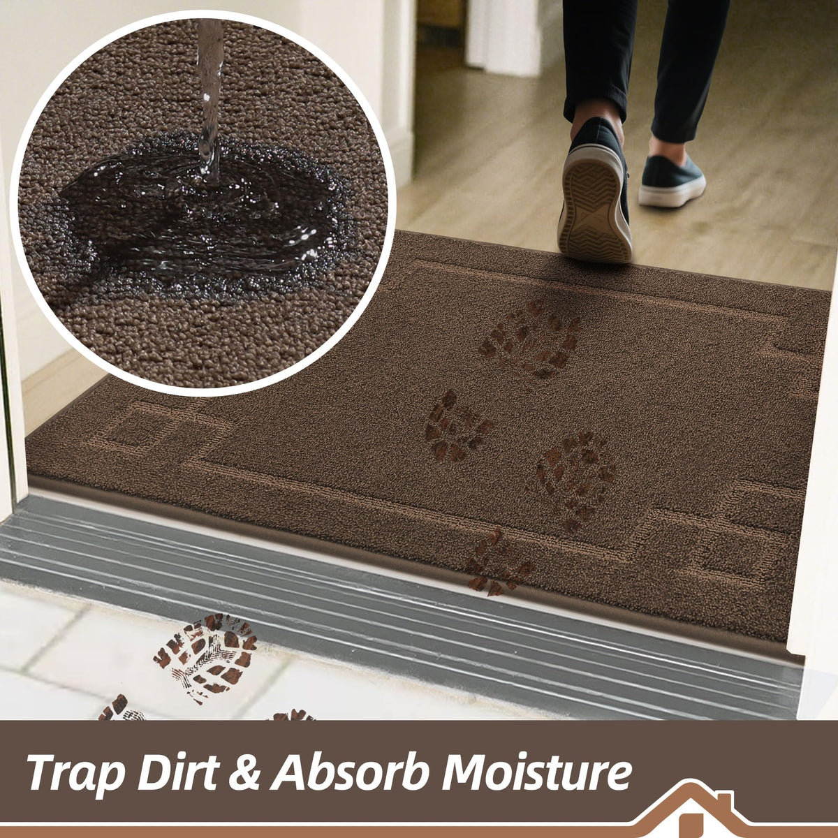 BEQHAUSE door mat non-slip backing stays in place on dry floors