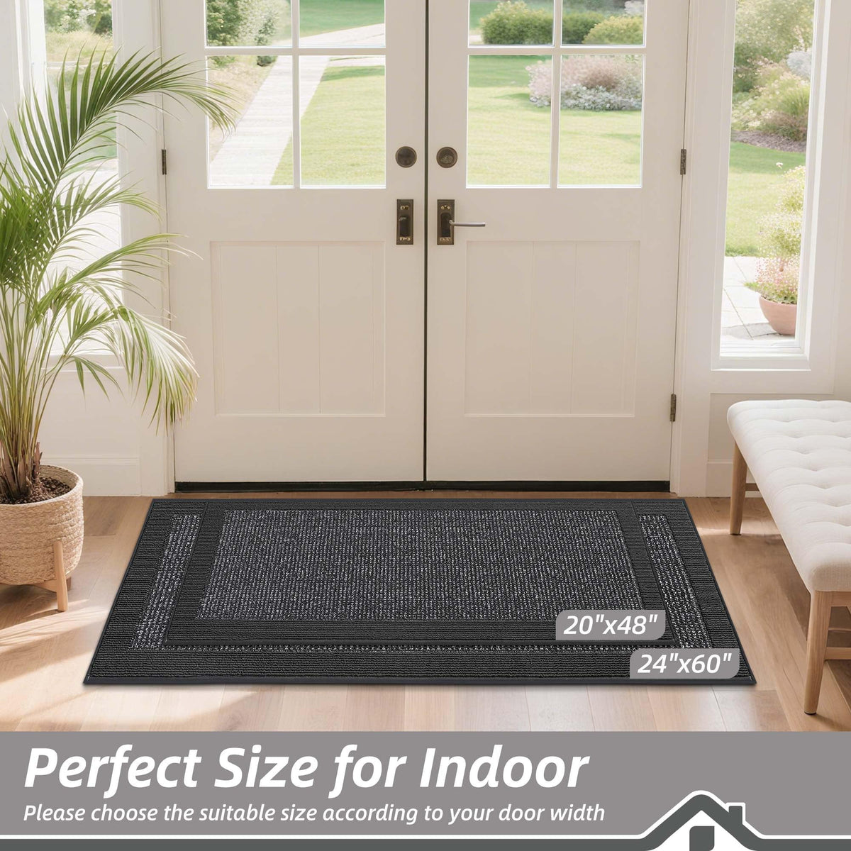 BEQHAUSE back-door mat provides non-slip safety on dry floors.