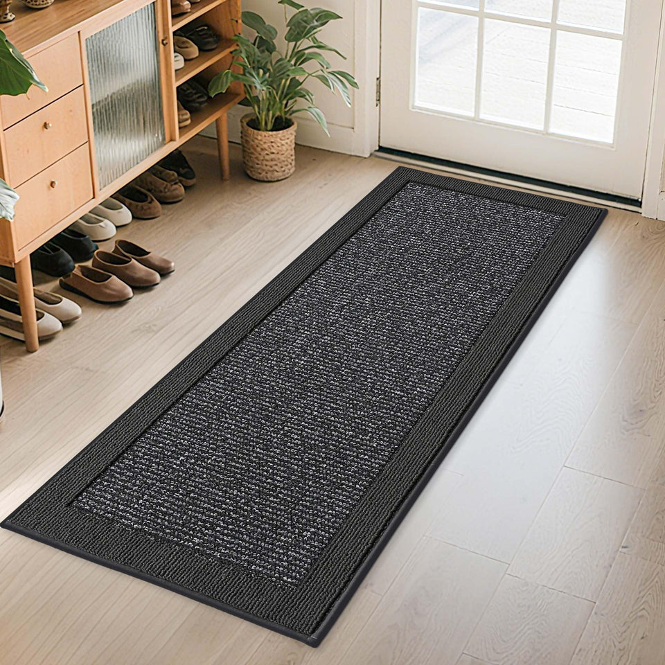 BEQHAUSE front-door mat traps dirt and moisture for a cleaner entryway.