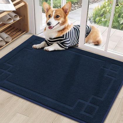 BEQHAUSE door mat with absorbent surface traps moisture and dirt at the entry.