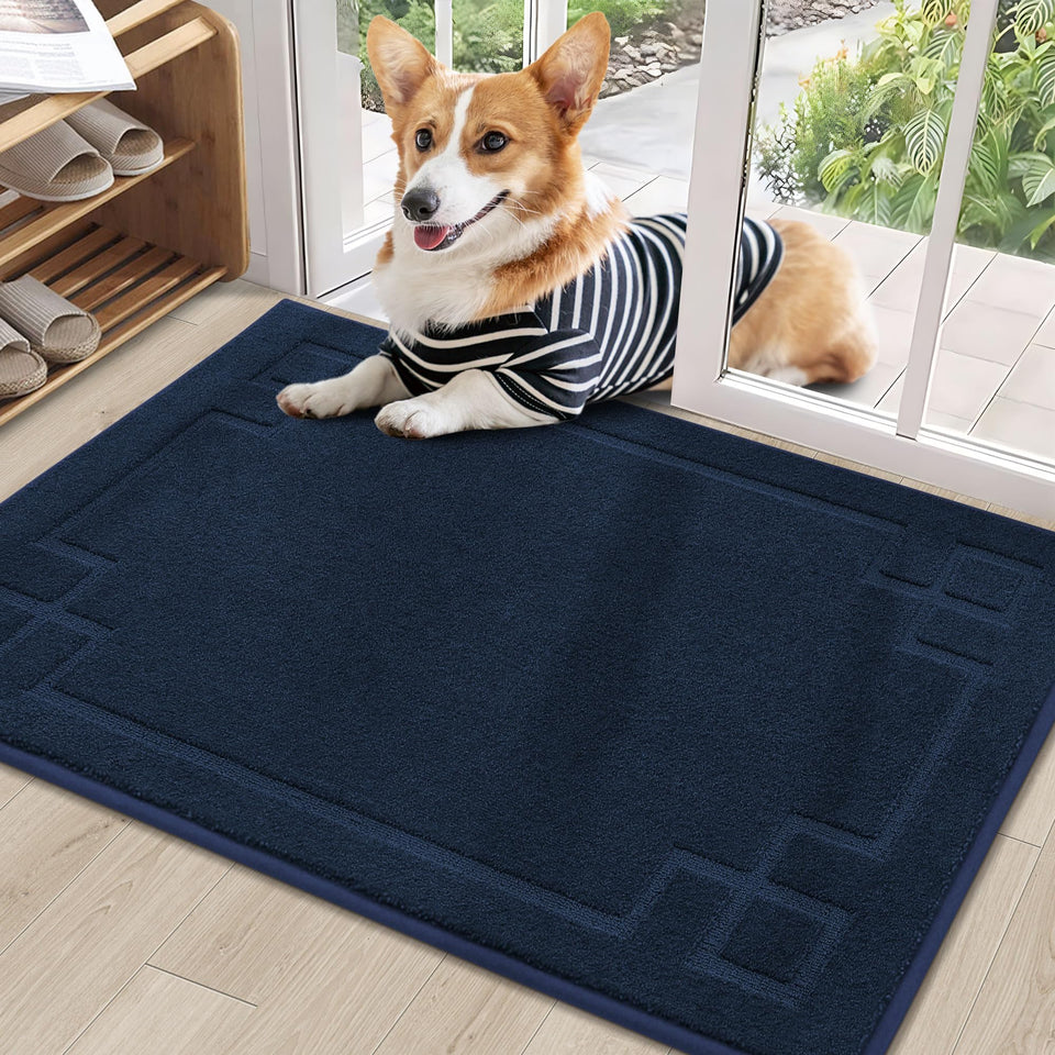 BEQHAUSE door mat with absorbent surface traps moisture and dirt at the entry.
