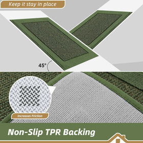 Beqhause polypropylene surface cleans easily with broom or vacuum.
