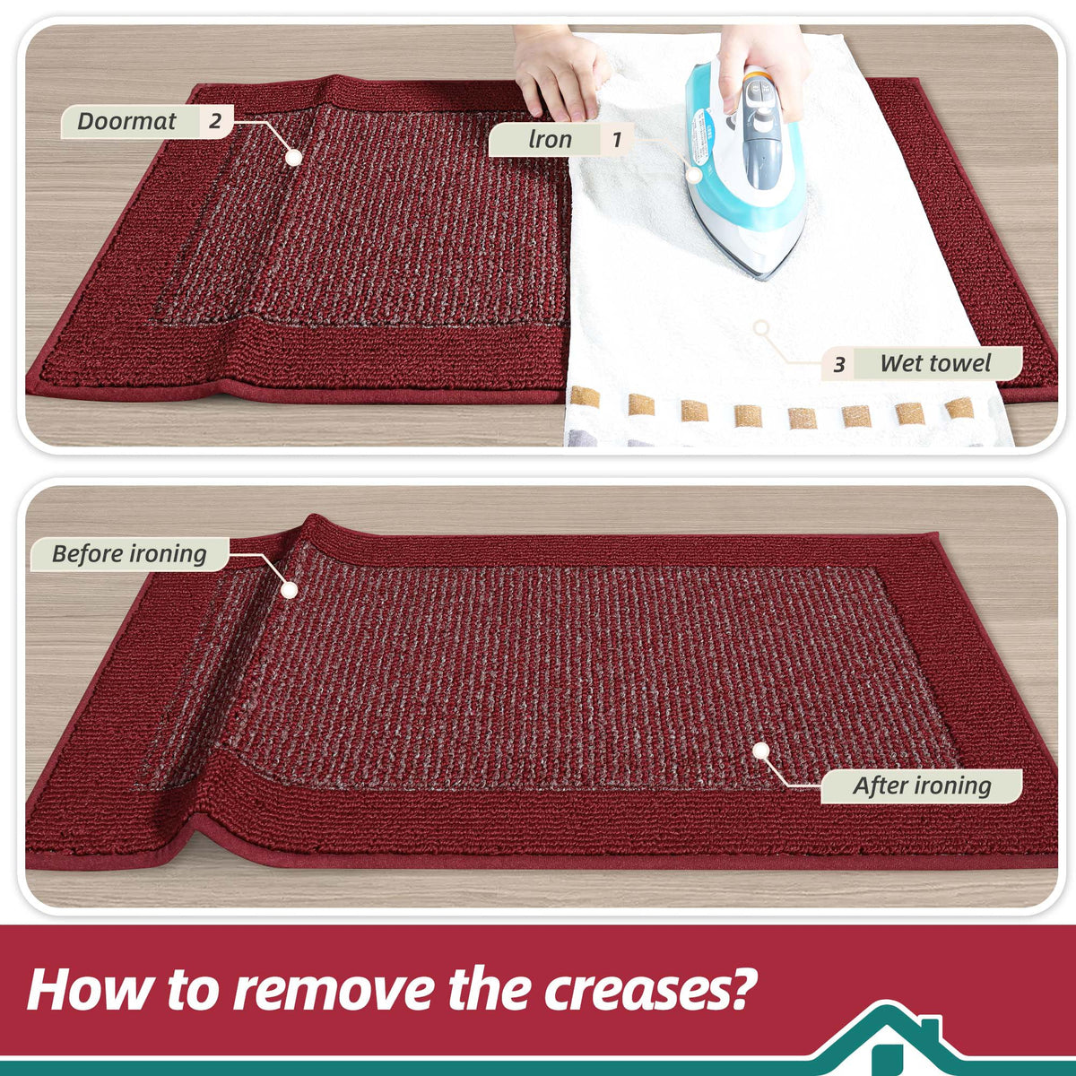BEQHAUSE door mat for front and back doors in red