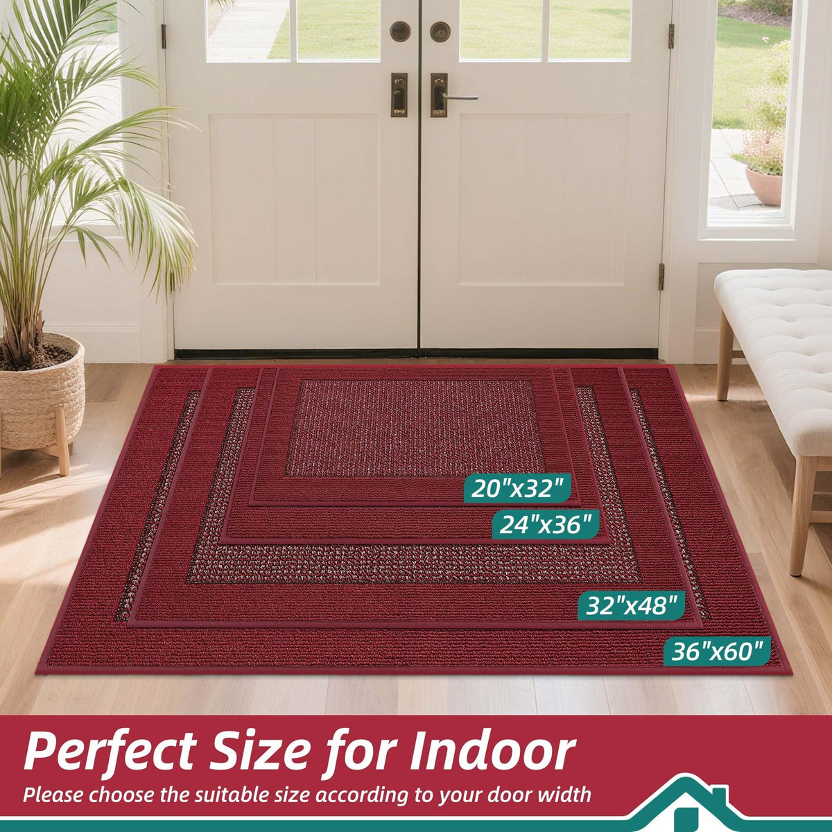 BEQHAUSE mat with non-slip backing on red surface for indoor safety