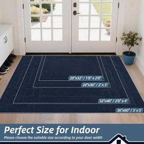 BEQHAUSE door mat with non-slip backing stays in place on dry floors.