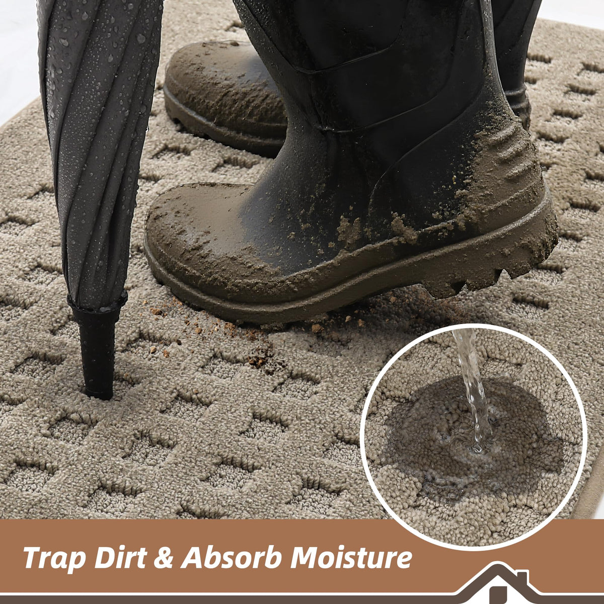 BEQHAUSE non-slip backing demonstrates secure traction on dry floors.
