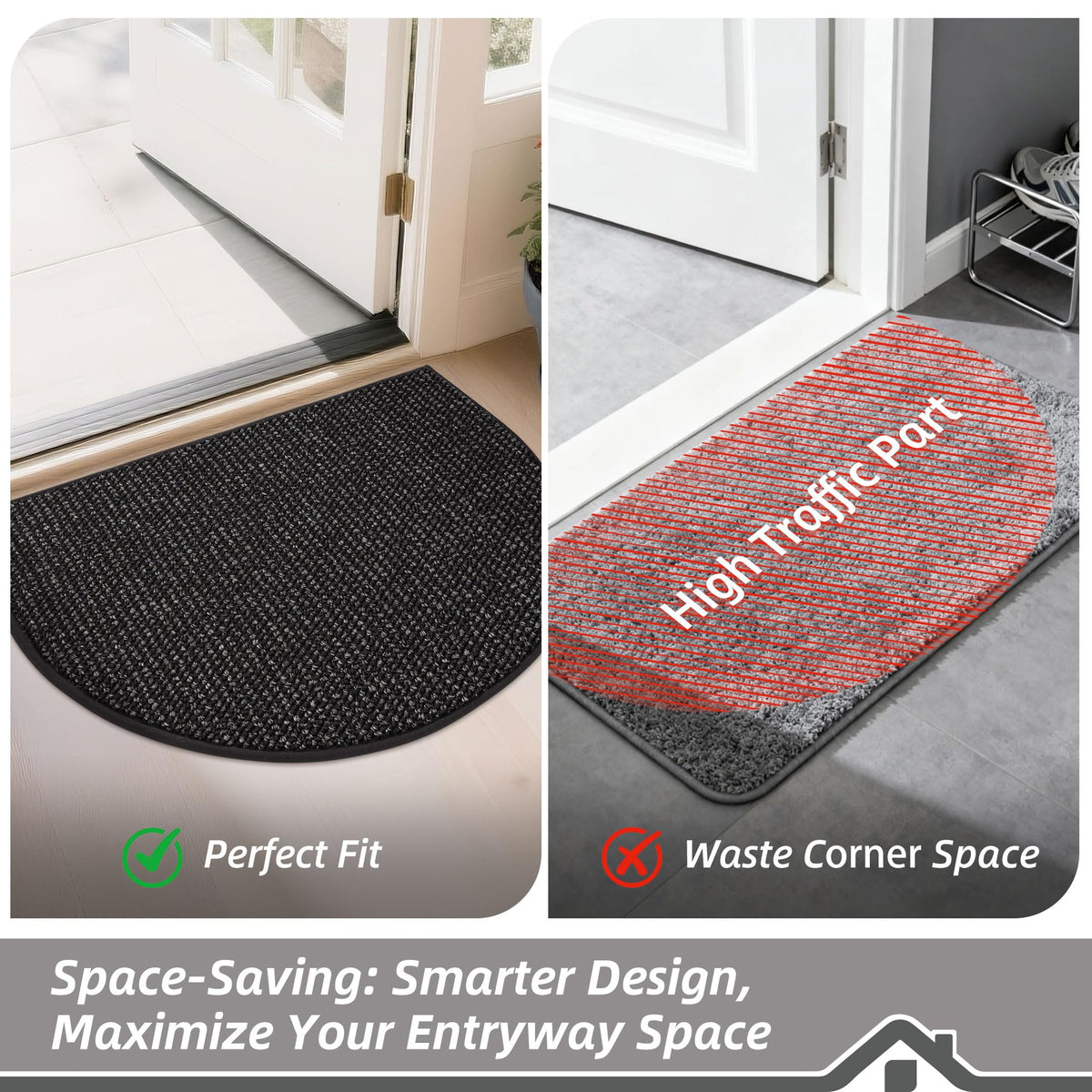 Beqhause entrance rug blends with decor while handling daily foot traffic